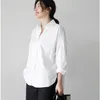 Autumn Korean Chic Style Cotton White Shirt Office Lady Basic Solid Blue Women Loose Side Split Casual Long Sleeve Tops