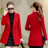 Femmes laine femmes mélanges laine manteau femme coréenne automne rouge femmes manteaux et vestes 2022 pardessus femme veste Casaco Feminino