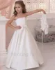 Girl Dresses Formal Flower For Wedding With Half Sleeves Lace Jacket Strapless A Line Ivory Satin Children Bow Sash