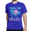 Herren T-Shirts Herren Damen Retro Sunset Miami Beach Shirt Vaporwave Baumwolloberteile Verrücktes Kurzarm-T-Shirt mit rundem Kragen Klassisches T-Shirt