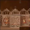 Candle Holders Metal Birdcage Hollow Iron Vintage Candle Holder Wrought Home Decoration Wedding Romantic Birthday Supplies Valentines Dhusk