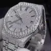 Venda limitada VVS Moissanite Mens Watch Automatic Silver Diamond Pass Test Top Quality ETA Movimento 904L Aço Inoxidável Ice Crystal Sapphire Watch Resistente à água