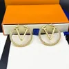 Hoop Luxury Diamond Gold Earrings Designer Letters Womens Earring Circle Brand Fashion Pearl Wedding Earrings High Quality Jewelry2859