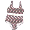 Kontrollera Vest Ladies Swimsuit Set Letter Logo Badkläder för kvinnor med hög midja