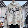 Hip Hop Sweatshirts Hoodie Men Women High Quality Graffiti Printed Fleece Pullover Real Pics