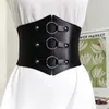 Bustiers & Corsets Gothic Plus Wide Black Belt Faux Leather Elastic Corset Fashion Punk Girls Dress Shirts Clothes Decoration