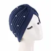 Frauen Perlen Turban Muslim Plissee Motorhaube Chemo Hut Innen Kappe Hijab Headwrap Kopf Schal Indische Femme Haarausfall Schlaf Kappen abdeckung