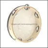 Party Favor Bęben 6 cali Tambourine Bell Hand Hand Birch Metal Jingles Kids School Musical Toy KTV Percussion Sea Stat