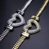 Anhänger Halsketten Mode Gold Kubanische Link Kette Choker Halskette Liebe Herz Punk Silber Farbe Zirkonia Kragen Für Frauen Schmuck geschenk