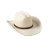 Nuovi cappelli da cowboy occidentali in lana 100% per donna Uomo Fascinator bianco Fedora a tesa larga cappello jazz festa formale decorare berretto da sposa