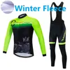 2024 Pro Black Green Mens Winter Cycling Jersey Zestaw Long Rękaw górski