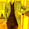 Ternos masculinos Blazers masculinos 2022 Roupas de marca Men Paisley Jackets Floral Vinho Red Golden Stage Stage Stage