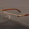 패션 선글라스 프레임 나무 안경 프레임 남성 남성 여성 빈티지 반 림 눈 광학 근시 처방 안경 명확한 안경 297o