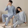 Womens Sleepwear Young Lover Pajamas Set Cotton Women Longsleeved Autumn Winter Pyjama Loose Home Men Couple Pijama Set Sleepwear Top Men Pant 220902