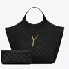 Denim Quilted Tote Bag Women Shoulder Bag Handbag Genuine Leather Shopping Bags Side Chain High Quality Purse Large Capacity Totes Hardware Big Gold Silver Letters