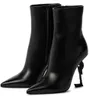 Popüler opyum ayak bileği bot ayakkabıları opyum patik kadın yüksek topuklu kadınlar sonbahar falf deri sivri ayak parmağı siyah beyaz markalar 35-43