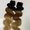Body Wave 300g Hair Bundles with 16 inches Lace Closure Full Head Ombre Color T1b/30/27# Brazilian Virgin Human Hair Weft for Black Woman