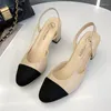 Dress Shoes Bow Ballet High Heels Woman Basic Pumps 2022 Fashion Two Tone Stitching Round Work Shoe Party Women Pump