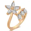 Anéis de casamento 2022 Acessórios modernos Flores de cristal austríaco Gold para fêmeas vendendo anel de moda de alta qualidade