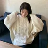 Women's Sweaters Japanese Soft Waxy Twist Sweater White Blue Female Autumn And Winter Style College Loose Round Neck Top Trend