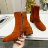 Designer ￤kta l￤derkvinnor Ankelst￶vlar broderade Laurel-plattformen Martin Boot Thick Heel Metal Buckle Fashion Star Road Winter Boots 35-42