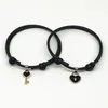 Paar trendy armband voor vriendslot sleutel ontwerp zwarte kleur touw armband groothandel sieraden 2 pc's set