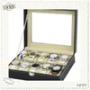 Boîtes à montres de luxe boîte noire organisateur 10 fentes en cuir PU bijoux homme étui oreillers montres affichage emballage cadeau