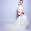 Elegant Long Wedding Dress Lace One Shoulder Fishtail Small Trailing Dress For Women