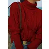 여자 스웨터 일본식 레트로 케이블-knit 터틀넥 스웨터 여자의 겨울 두꺼운 내부 착용 유휴 스타일 느슨한 외부