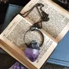 Pendentif Colliers NM39929 Grand collier de déclaration d'améthyste brute bijoux en cristal cristaux de guérison rustiques sorcière Boho