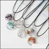 Pendant Necklaces Round Tree Of Life Pendant Necklace 7 Chakra Amethysts Quartz Agates Leather Chain Necklaces Women Jew Dhseller2010 Dhilm