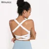 Yoga -outfit WMUNCC 2022 Zomer Women Sport Bra Cross Back Oefening Schokbestendig Running Fitness Top 77% Nylon 23% Spandex Gymwear