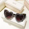 Women Sunglasses Asymmetric Heart Sun Glasses Diamond Adumbral Anti-UV Spectacles Oversize Frame Eyeglasses Ornamental