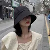 Ball Caps Summer Female Bucket Hat Solid Color Cotton Folding Panama Cap Casual Outdoor Lady Girl Sun Visor