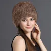 Chap￩u de p￪lo de visita feminino Winter Warm Beanie Cap Outdoor Ski Hat Weave Dense