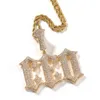 TopBling Collane con ciondolo con lettere gotiche personalizzate retrò A-Z Gioielli hip-hop placcati in oro reale 18 carati