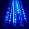 سلاسل 8 أنابيب LED LED Meteor Shower Fairy Lights Garland Christmas Tree Decorations Outdoor Holdy Home Garden Street Light