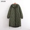 Womens Down Parkas Icclek Womens Winter Jacket Oversize Parkas Hoodies Jackets Vintage Coats Plaid Overcoat Female Solid Pockets Long Sleeves Coat 220902