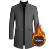 Męskie garnitury Blazers Mężczyznę zimową kurtkę płaszczową Modną Modną Modną Kolor Kolor Trenchcoat Long Rleeve wełniany strój Windbreaker L220902
