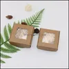 Gift Wrap Square Kraft Paper Box Transparent Retro Jewelry Trinket Hairpin Packaging Case MTI Color Lipgloss Gift Wrap Containers 1xy DHDXH