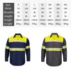 Men's Polos Size S-4XL Summer Outdoor Work Shirts With High Visibility Reflective Stripes Long Sleeve Shirt Sun Protection Two Tone Workwear