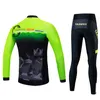 2024 Pro Black Green Mens Winter Cycling Jersey Zestaw Long Rękaw górski