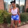 Survêtements pour femmes Streetwear Bandana Deux pièces Ensemble Femmes Été Cordon Bandage Crop Top et Shorts Ensembles assortis Tenues Sportwear