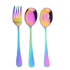 Flatware sets 3 stuks Gold Titanium Pating Serving lepels omvatten en gerichte roestvrijstalen gebruiksvoorwerpen set