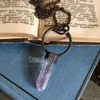 Pendant Necklaces NM35275 Rose Quartz Necklace Polished Crystal Boho Healing Crystals Gypsy Electroformed Jewelry