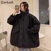 Womens Down Parkas Parkas Women Women Pure Color Trendy Unissex feminina Ulzzang Loose Collection punk simples Mujer Ropa com capuz de peito solteiro 220902