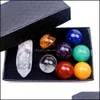 Stone 7Pcs 16Mm Seven Chakra Stone Reiki Healing Crystal Hand Piece Holistic Ncing Polished Palm Natural Stones With Box Dhseller2010 Dhlsu