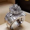 클래식 로맨틱 약속 반지 세트 925 스털링 실버 다이아몬드 약혼 웨딩 밴드 반지를위한 남녀 보석 선물 342x