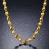 Chains Fashion All-match Jewelry Gold Filled Solid Frosted Transfer Light Bead Chain Necklace Men's Gift