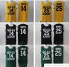 College Basketball porte des maillots de basket-ball cousus The Fresh Prince of Bel-Air Academy College # 14 Will Smith Jersey Mens Noir Vert Jaune Bel-Air 25 Carlton Banks